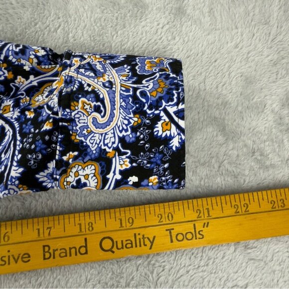 Robert Graham Men's Small Classic Fit Paisley Navy Long Sleeve Shirt - Picture 8 of 15